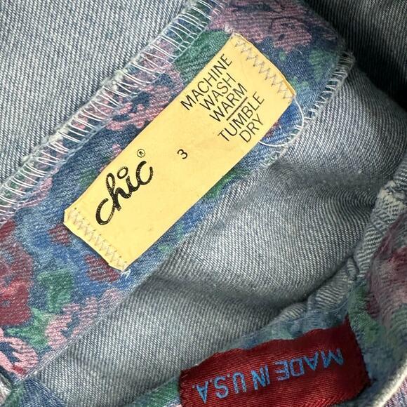 NWT Vintage 80s Sunset Blues Chic Floral Womens 3 Denim Jean Skirt USA Deadstock - Picture 3 of 8